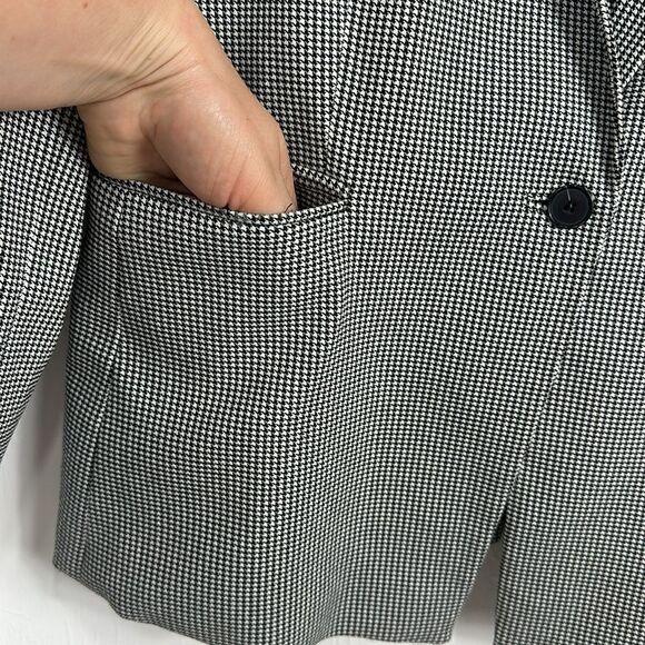 Antonio Melani Houndstooth Black And White Single Button Closure Blazer Size 14 - Picture 2 of 10